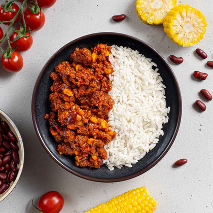 Chili Con Carne om te bulken voor spiermassa opbouw met een eiwitrijk en koolhydraat rijk dieet