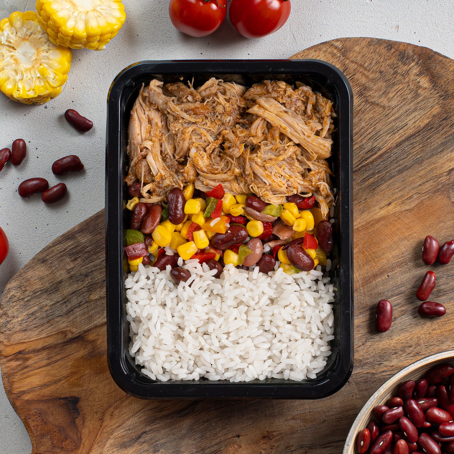 High Protein meal prep maaltijd voor spiermassa opbouw met eiwitrijke pulled chicken