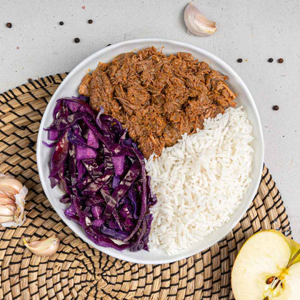 Lekkere eiwitrijke pulled beef rode kool met appeltjes voor het droogtrainen 