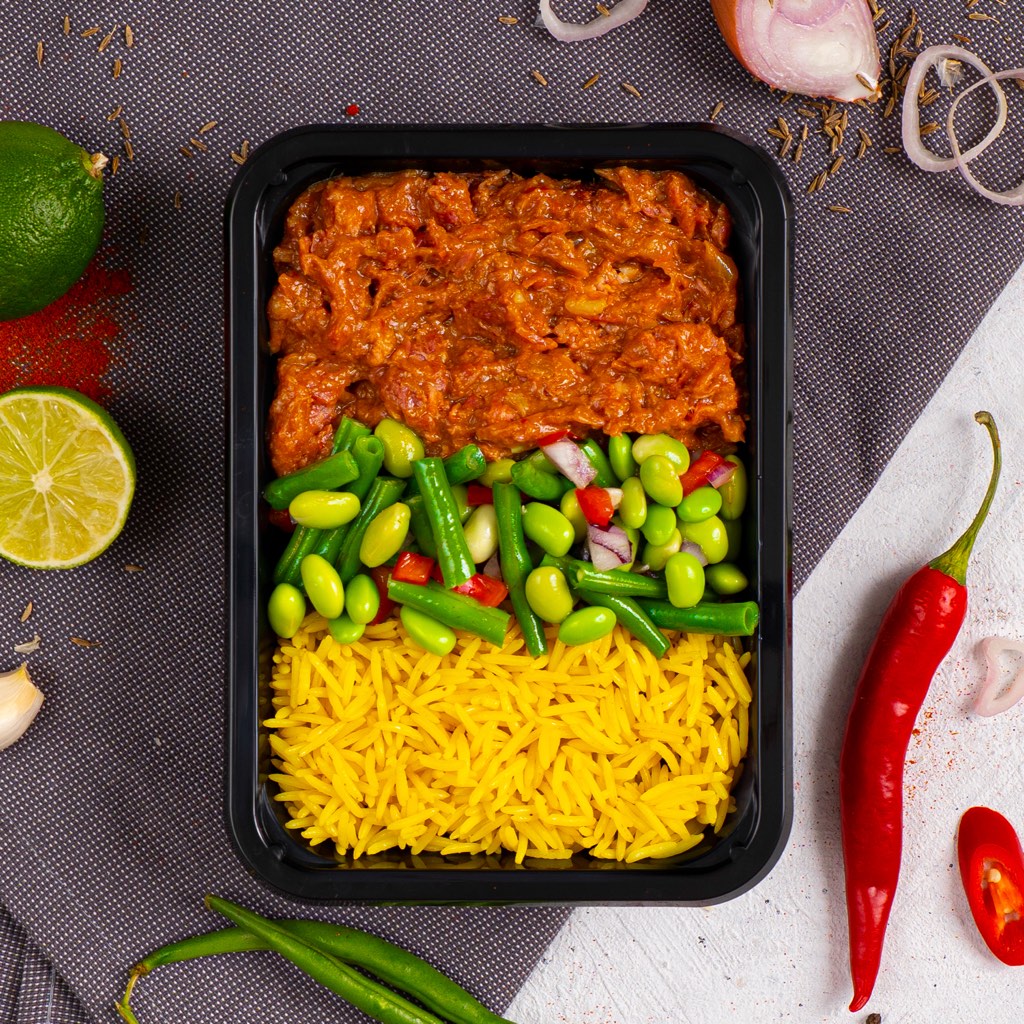Beef rendang, close-up van het gerecht