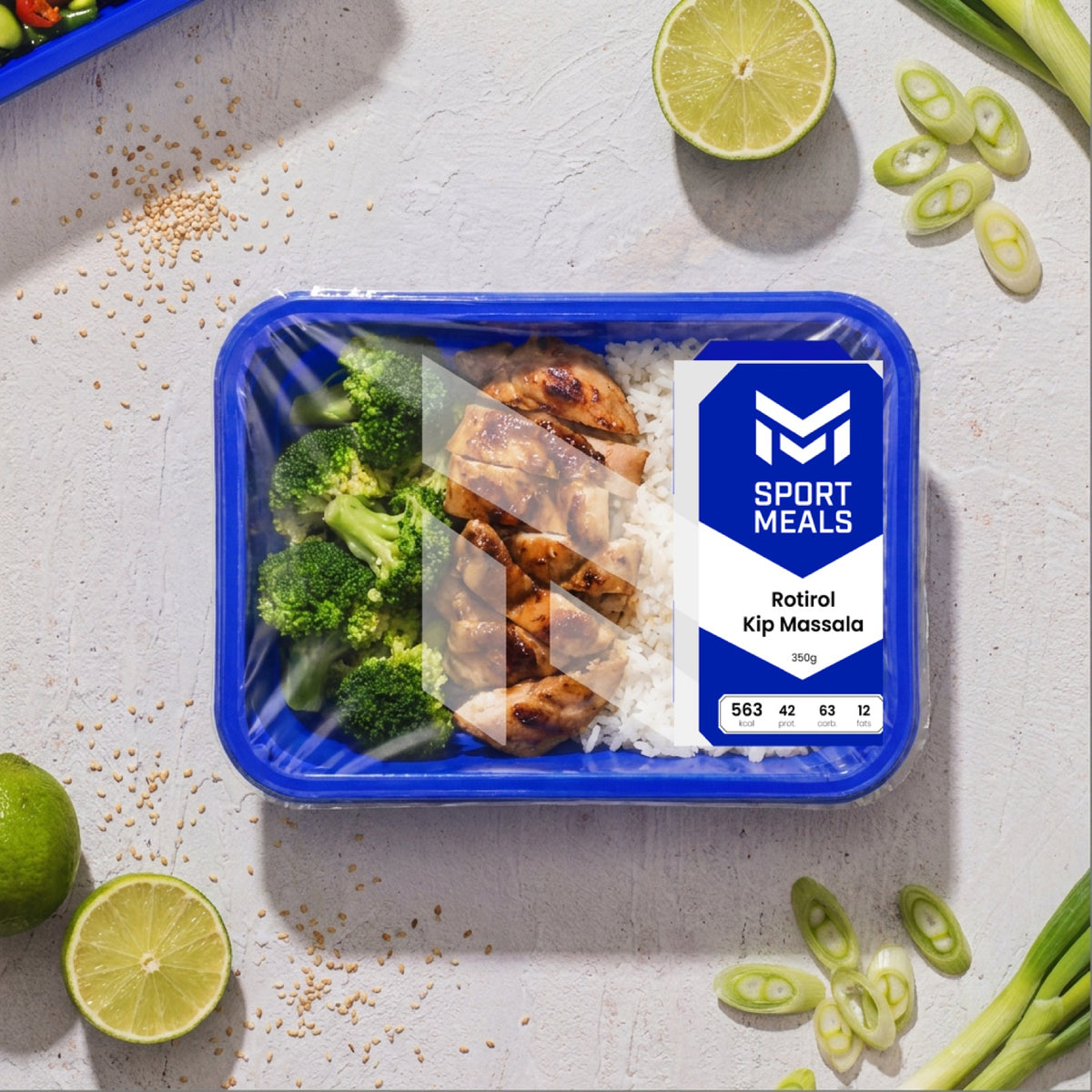 Hermetisch geseald SportMeals-bakje met etiket
